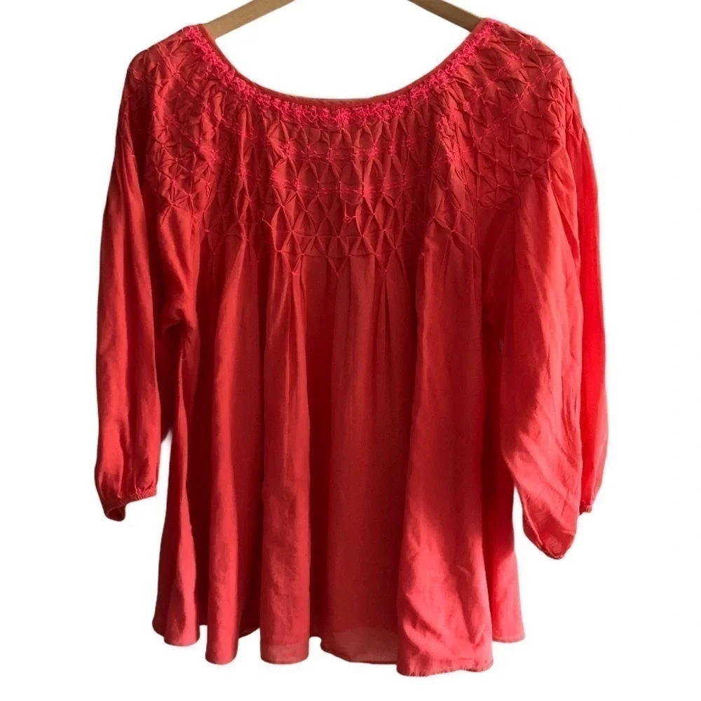 Free People ruched blouse with stitching detail